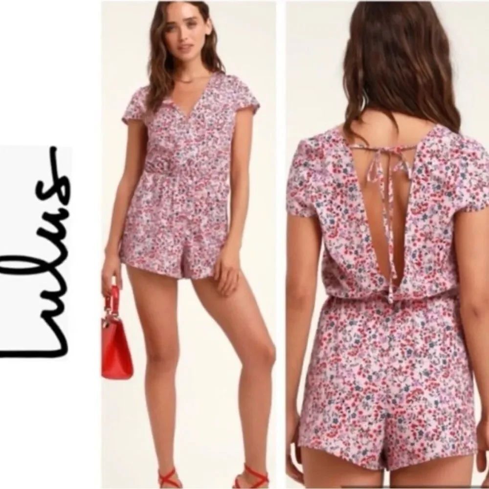 Lulu's Pink and Red Floral romper